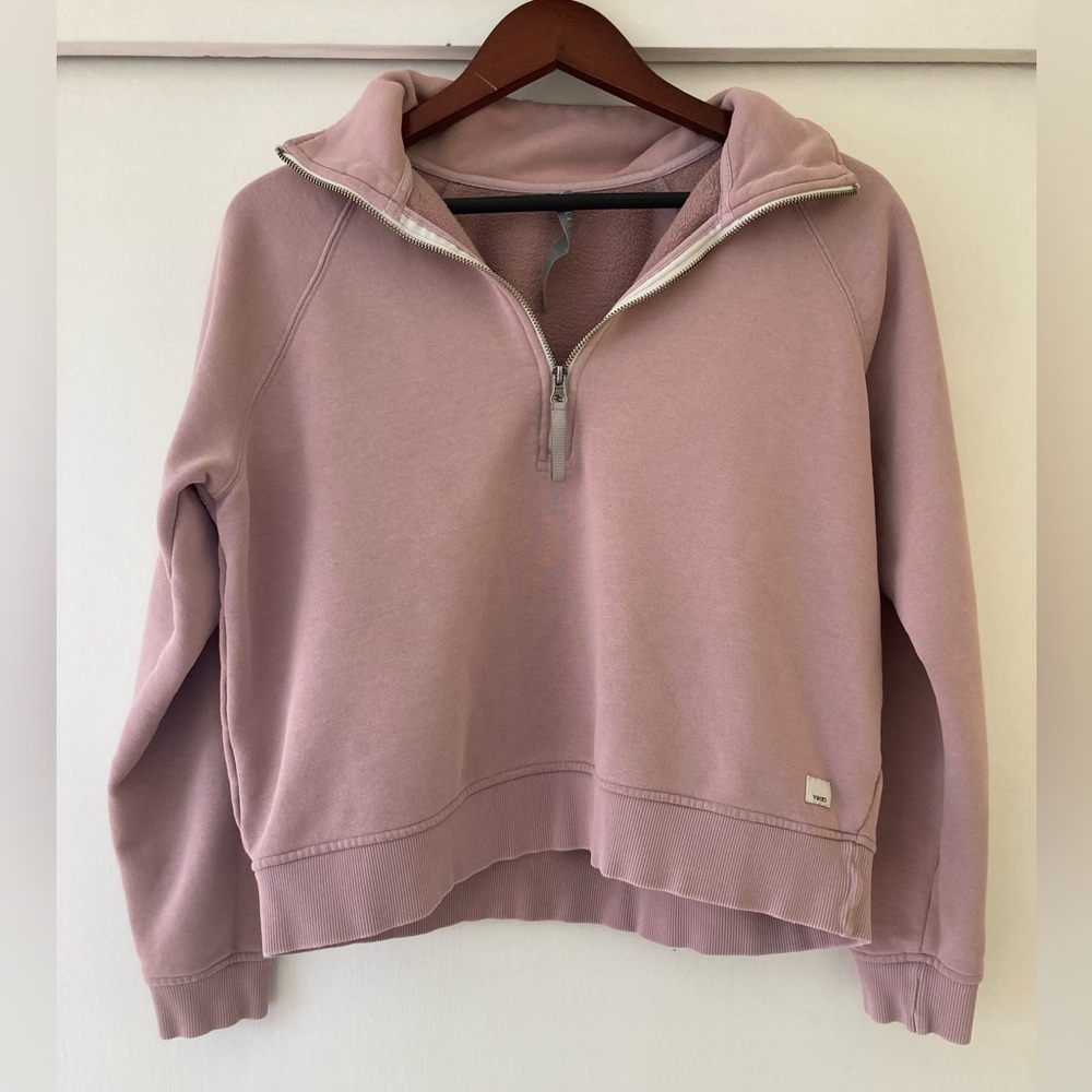 Vuori Half-Zip Pullover Sweatshirt in Dusty Rose